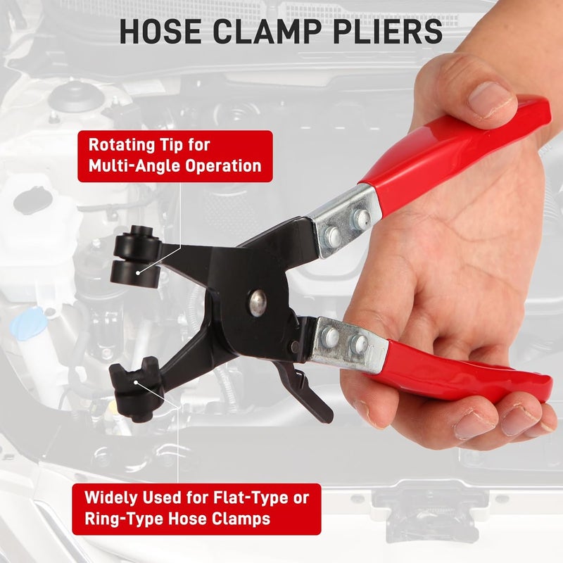 Aleric Hose Clamp Pliers, Automotive Hose Clamps Pliers Repair Tool with Swivel Flat Band for Removal and Installation of Ring or Flat Type Hose Clamps, Spring Clamp Pliers Hose Clamp Removal Tool - Image 2